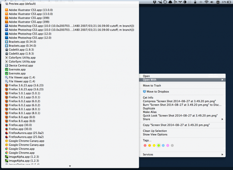 Mac OS X's Open with… contextual menu