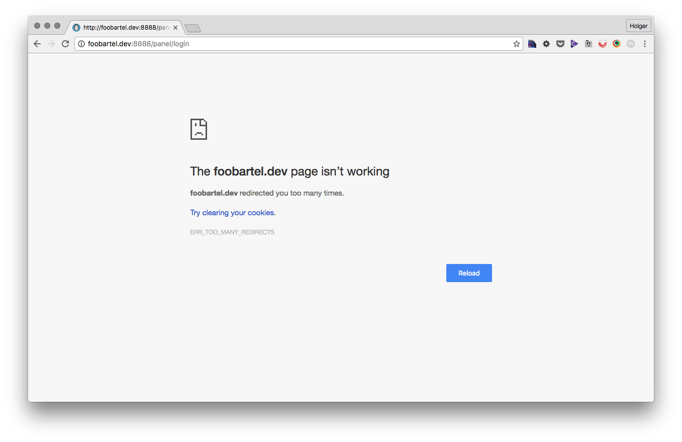Chrome's redirect error message