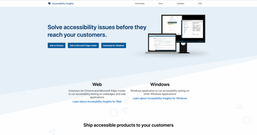 Screenshot of Microsoft’s Accessibility Insights Website